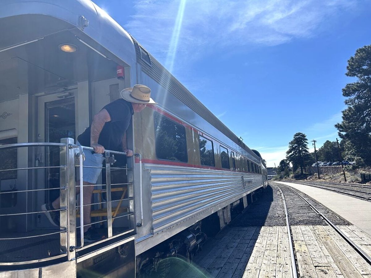 Man on back of train-Grand Canyon Railway