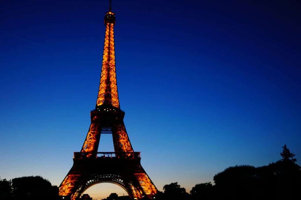 The Eiffel Tower illuminated at night