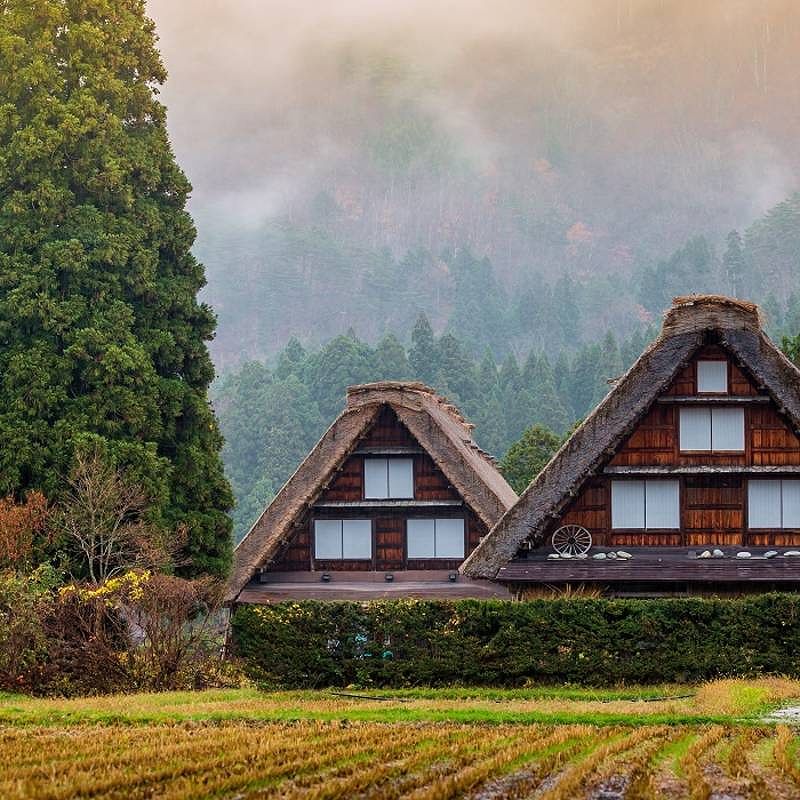 Traditional Japanese village Shirakawago in autumn